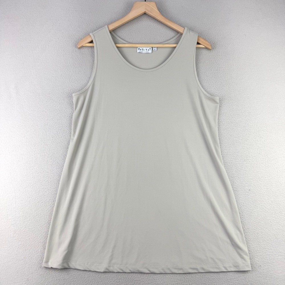 Habitat Clothes Liquid Knit Tank Top Women M Beige Sleeveless Lagenlook Stretch